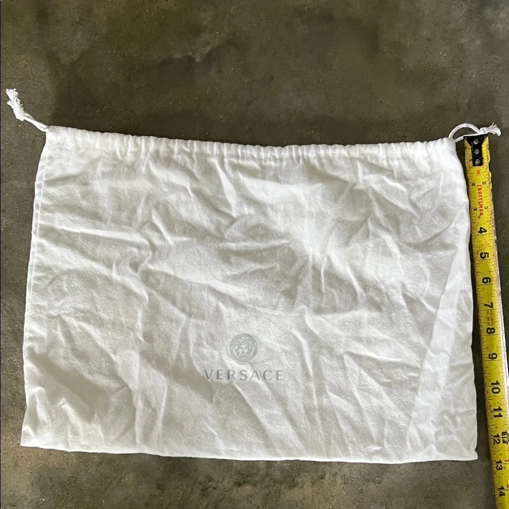 Authentic Versace White Drawstring Dust Bag with Gray Logo